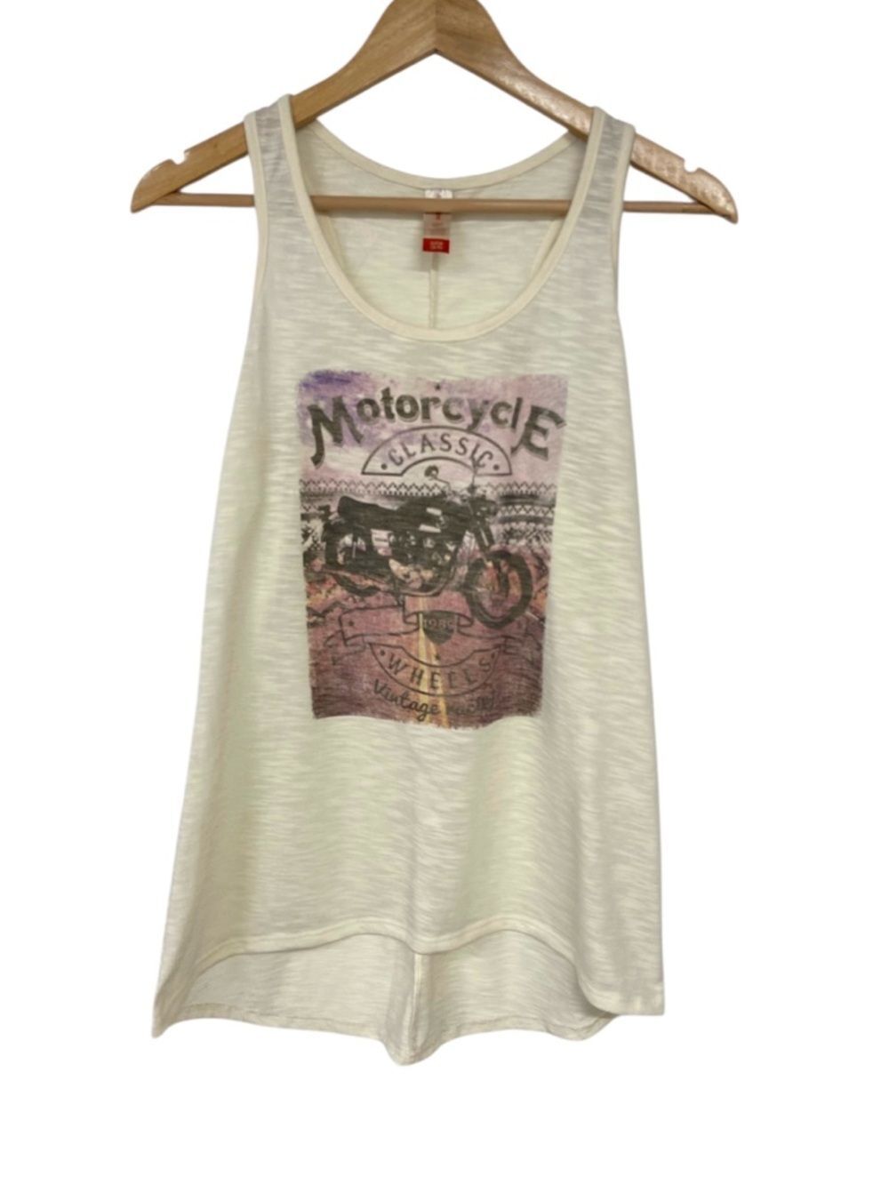 No Boundaries Slub Bikercore Grunge Americana Retro Graphic Hi-Low Tank Size S